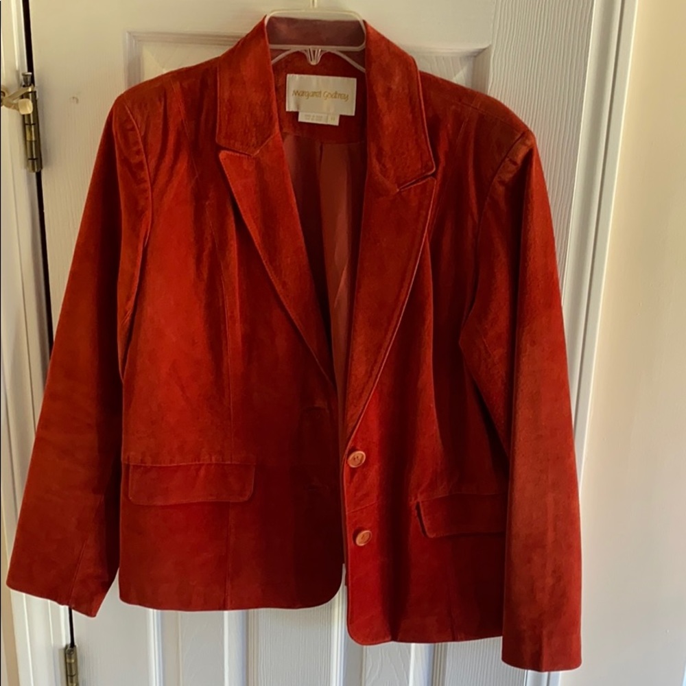 Vintage Margaret Godfrey Burnt Orange Suede Blazer Size 14